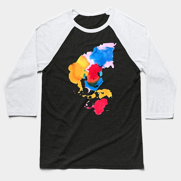 colour splatter Baseball T-Shirt by Newtegan
